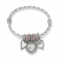 Brighton Full of Hearts Charm Bangle Silver-Pink Sale