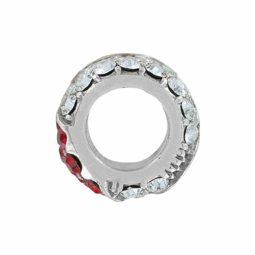 Brighton Glitter Sparkle Heart Bead Silver-Red Fashion