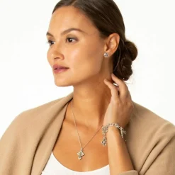 Brighton Greek Petite Cross Necklace Silver-Gold Online