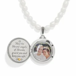 Brighton Guardian Angel Locket Necklace Silver-Pearl New