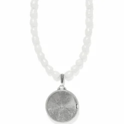 Brighton Guardian Angel Locket Necklace Silver-Pearl New