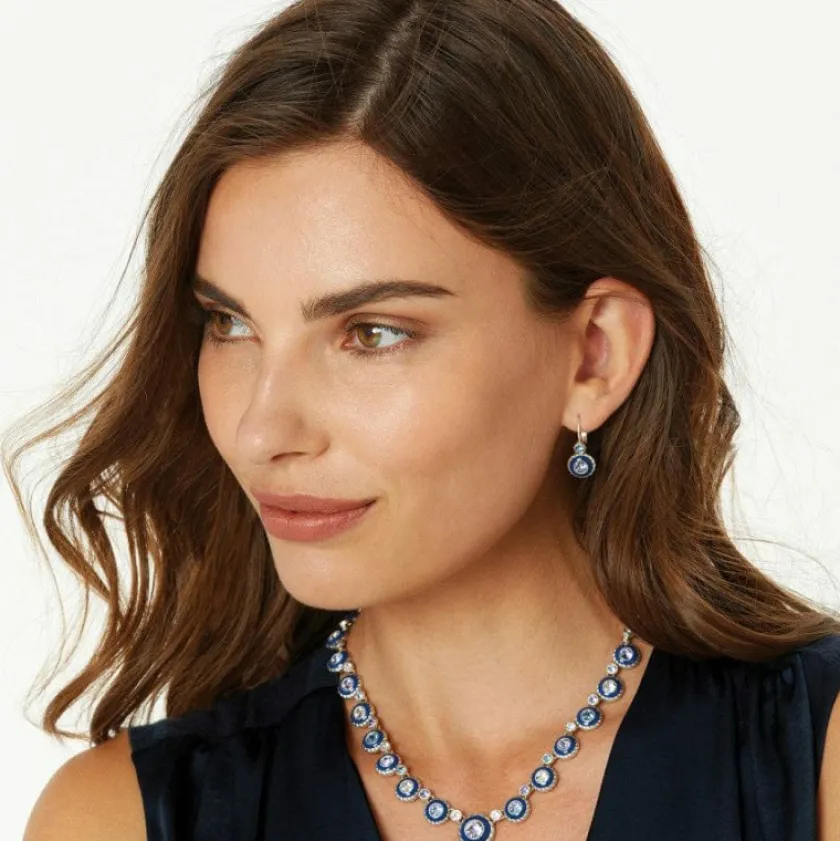 Brighton Halo Eclipse Leverback Earrings Silver-Blue Online