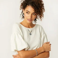 Brighton Halo Eclipse Necklace Silver-Blue Clearance