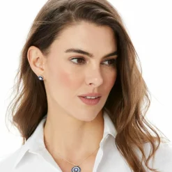 Brighton Halo Eclipse Post Earrings Silver-Blue New