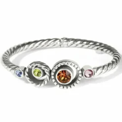 Brighton Halo Gems Hinged Bangle Silver-Multi Clearance