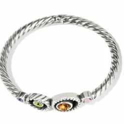 Brighton Halo Gems Hinged Bangle Silver-Multi Clearance