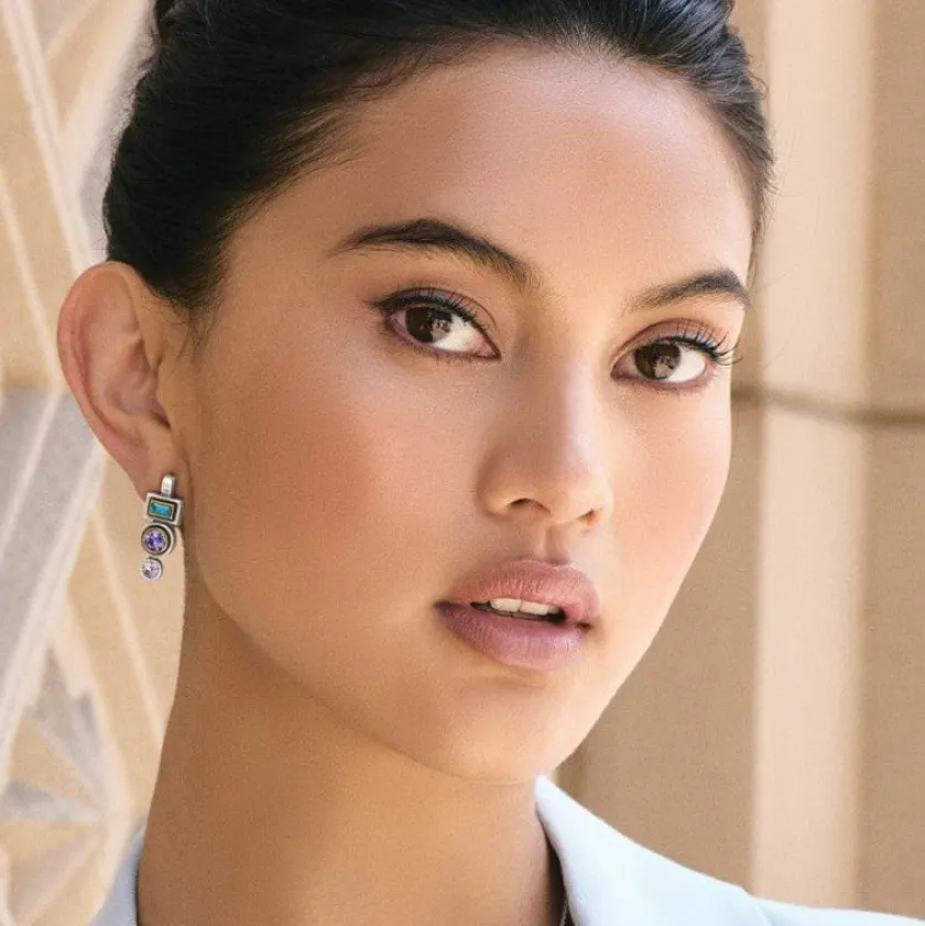 Brighton Halo Gleam Drop Post Earrings Silver-Multi Sale