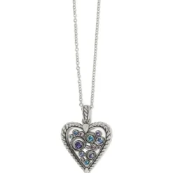 Brighton Halo Heart Necklace Silver-Multi Hot