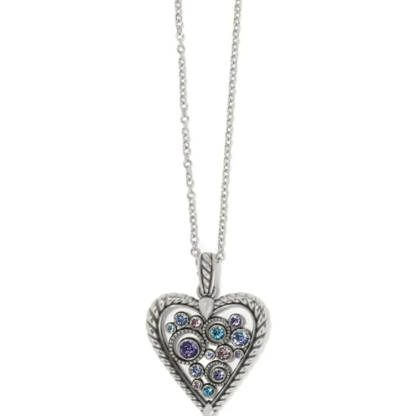 Brighton Halo Heart Necklace Silver-Multi Hot