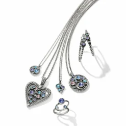 Brighton Halo Heart Necklace Silver-Multi Hot