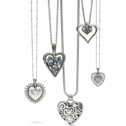 Brighton Halo Heart Necklace Silver-Multi Hot