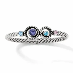 Brighton Halo Hinged Bangle Silver-Tanzanite New