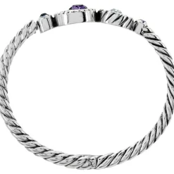 Brighton Halo Hinged Bangle Silver-Tanzanite New