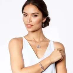 Brighton Halo Necklace Silver-Tanzanite New