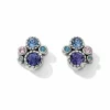 Brighton Halo Post Earrings Silver-Tanzanite Best