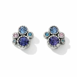 Brighton Halo Post Earrings Silver-Tanzanite Best