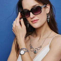 Brighton Halo Radiance Bracelet Silver-Tanzanite Clearance