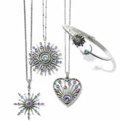 Brighton Halo Starlit Necklace Silver-Tanzanite Clearance