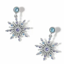 Brighton Halo Starlit Post Drop Earrings Silver-Tanzanite Fashion