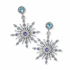 Brighton Halo Starlit Post Drop Earrings Silver-Tanzanite Fashion