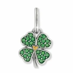 Brighton Heart Leaf Clover Charm Silver-Green Outlet