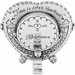Brighton Heartbeat In Time Clock Silver-Brass Clearance