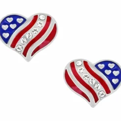 Brighton Hearts and Stripes Mini Post Earrings Silver Clearance