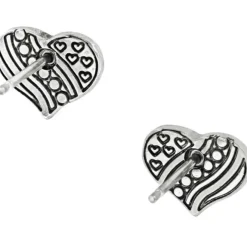 Brighton Hearts and Stripes Mini Post Earrings Silver Clearance