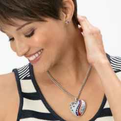 Brighton Hearts and Stripes Mini Post Earrings Silver Clearance