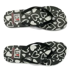 Brighton Heartz Flip Flops Black Sale