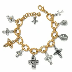 Brighton Heavenly Cross Charm Bracelet Silver-Gold New