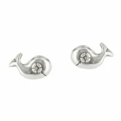 Brighton Humphrey The Whale Mini Post Earrings Silver New