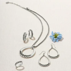 Brighton Interlok Braid Drop French Wire Earrings Silver Sale