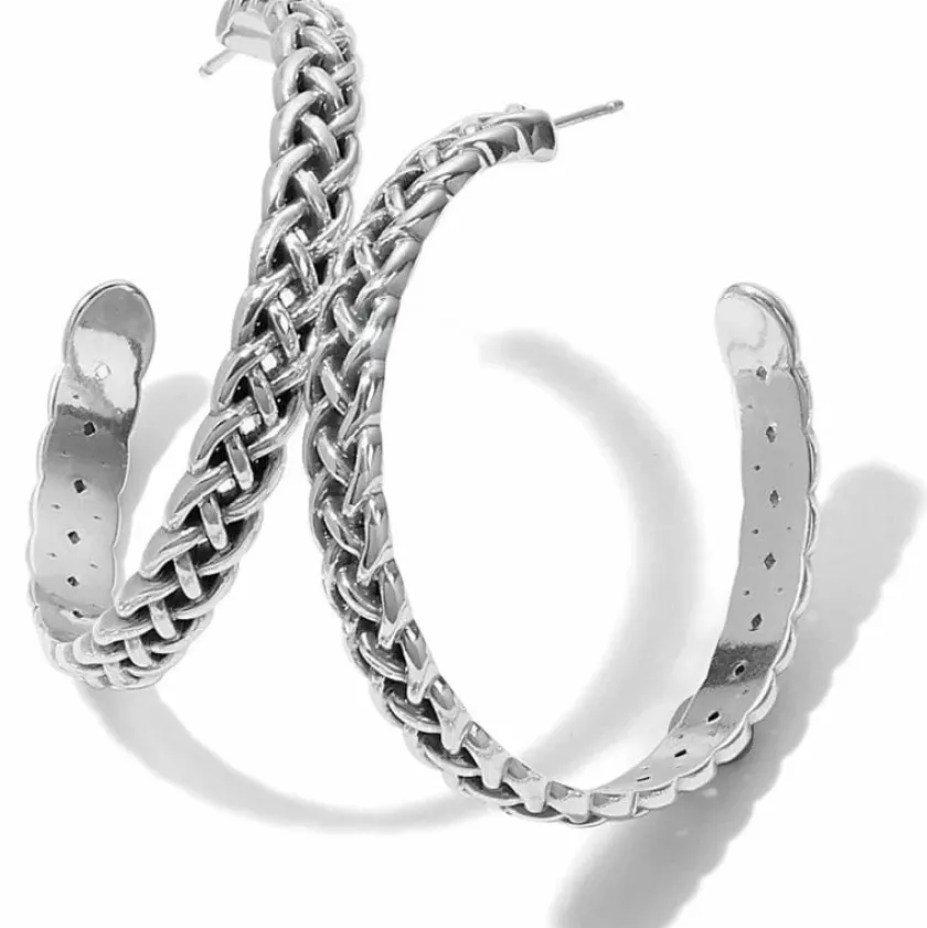 Brighton Interlok Braid Large Hoop Earrings Silver Hot