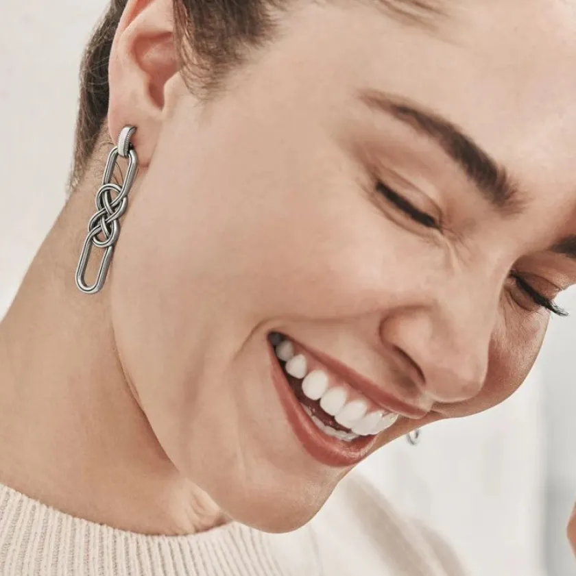 Brighton Interlok Braid Post Drop Earrings Silver Online