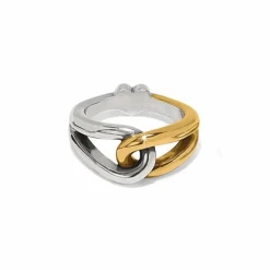 Brighton Interlok Curve Two Tone Ring Silver-Gold Discount