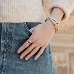 Brighton Interlok Curve Two Tone Ring Silver-Gold Discount