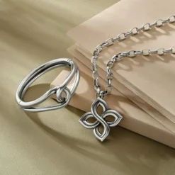 Brighton Interlok Floral Knot Bold Necklace Silver Fashion