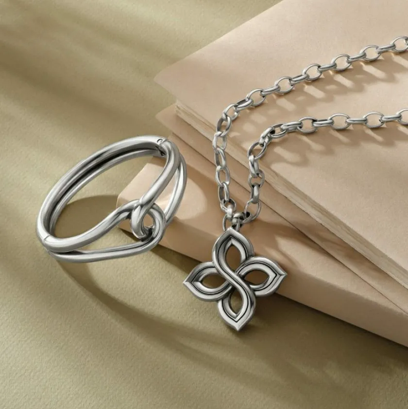 Brighton Interlok Floral Knot Bold Necklace Silver Fashion