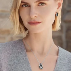 Brighton Interlok Harmony Black Petite Necklace Silver-Black Hot