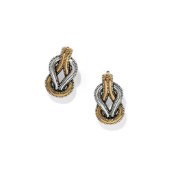 Brighton Interlok Harmony Two Tone Post Earrings Silver-Gold New