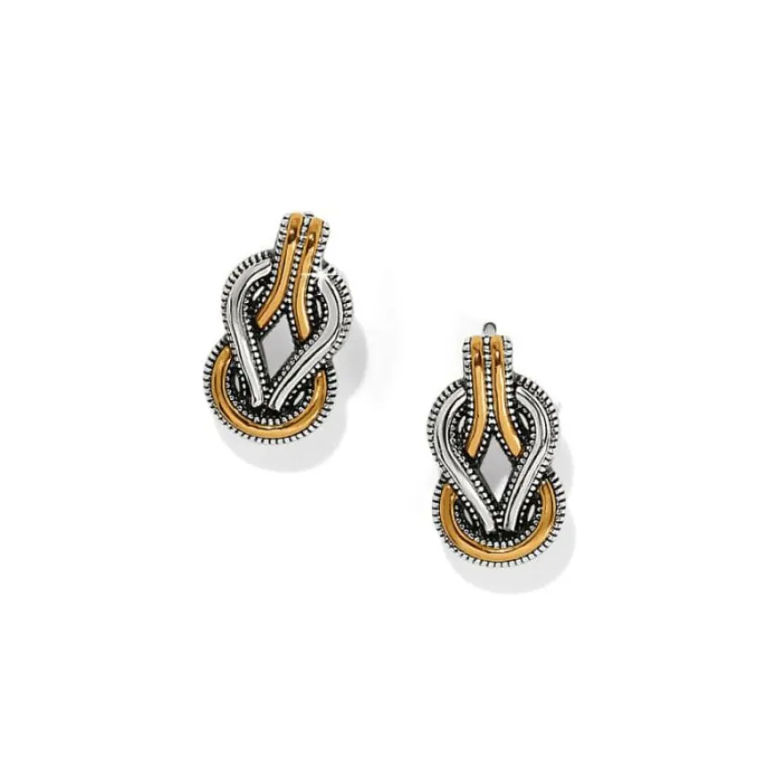 Brighton Interlok Harmony Two Tone Post Earrings Silver-Gold New