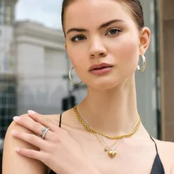 Brighton Interlok Heirloom Hoop Earrings Gold-Silver New