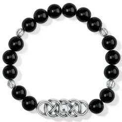 Brighton Interlok Lustre Agate Stretch Bracelet Black New