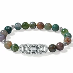 Brighton Interlok Lustre Jasper Stretch Bracelet Green Hot