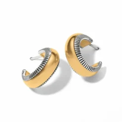 Brighton Interlok Noir Golden Small Hoop Earrings Silver-Gold Sale