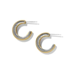 Brighton Interlok Noir Golden Small Hoop Earrings Silver-Gold Sale