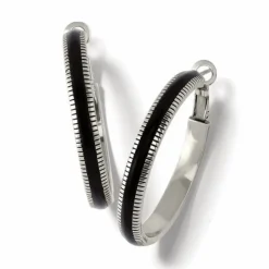 Brighton Interlok Noir Heirloom Hoop Earrings Silver-Black Clearance