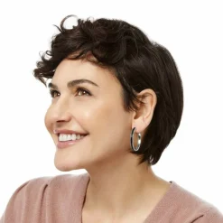 Brighton Interlok Noir Heirloom Hoop Earrings Silver-Black Clearance