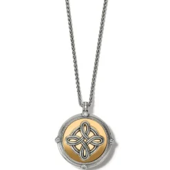 Brighton Interlok Noir Heirloom Reversible Necklace Silver-Black New
